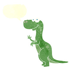 retro speech bubble cartoon dinosaur