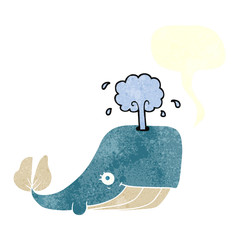 retro speech bubble cartoon whale spouting water