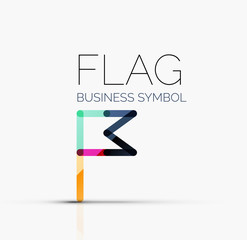 Logo flag, abstract linear geometric business icon