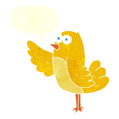 retro speech bubble cartoon bird