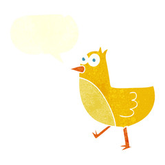 retro speech bubble cartoon bird