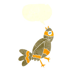 retro speech bubble cartoon bird