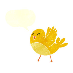 retro speech bubble cartoon bird