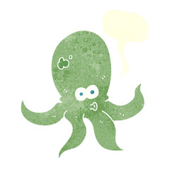 retro speech bubble cartoon octopus