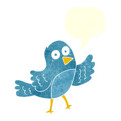 retro speech bubble cartoon bird