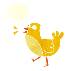 retro speech bubble cartoon bird
