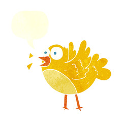 retro speech bubble cartoon bird