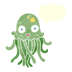 retro speech bubble cartoon octopus
