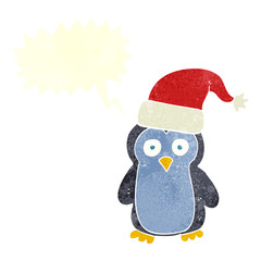 retro speech bubble cartoon penguin