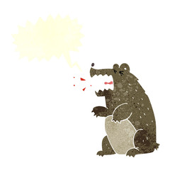 retro speech bubble cartoon bear