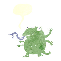 retro speech bubble cartoon alien
