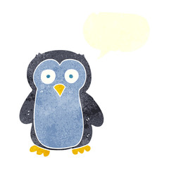 retro speech bubble cartoon penguin