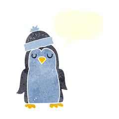 retro speech bubble cartoon penguin