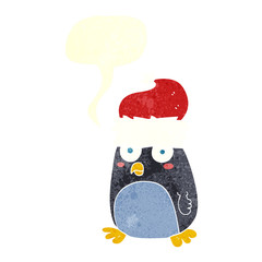 retro speech bubble cartoon penguin