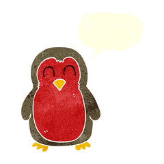 retro speech bubble cartoon christmas robin
