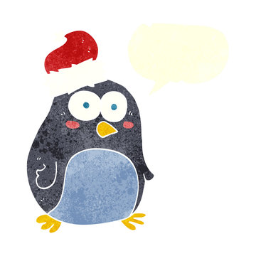 retro speech bubble cartoon penguin