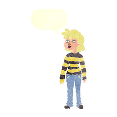 retro speech bubble cartoon woman in casual clothes