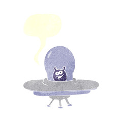 retro speech bubble cartoon spaceship