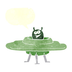 retro speech bubble cartoon spaceship