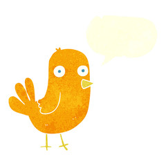 retro speech bubble cartoon bird