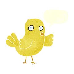 retro speech bubble cartoon bird