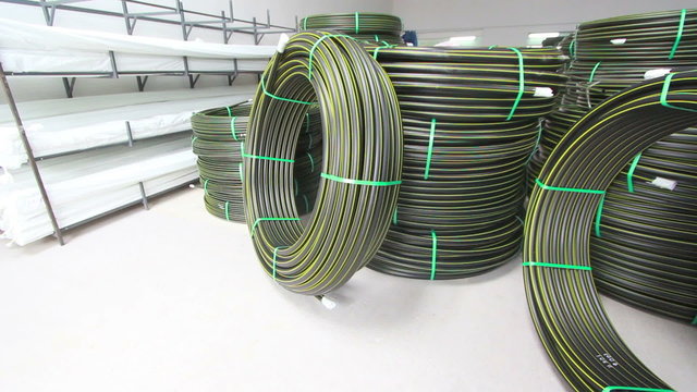 production process of plastic pipes at the plant

