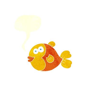 retro speech bubble cartoon fish
