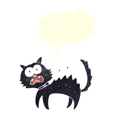 retro speech bubble cartoon scared black cat