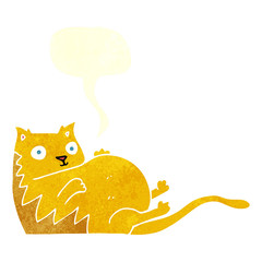 retro speech bubble cartoon fat cat