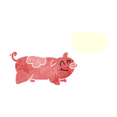 retro speech bubble cartoon pig