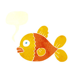 retro speech bubble cartoon fish