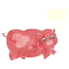 retro speech bubble cartoon pig