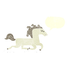 retro speech bubble cartoon running horse