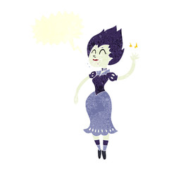 retro speech bubble cartoon vampire girl