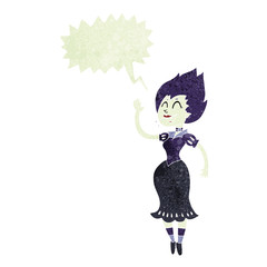 retro speech bubble cartoon vampire girl