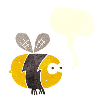 retro speech bubble cartoon bee