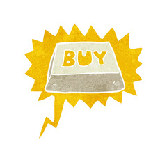 retro speech bubble cartoon computer key buy symbol