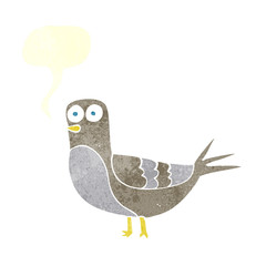 retro speech bubble cartoon pigeon