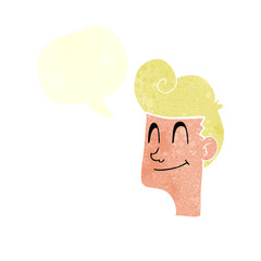 retro speech bubble cartoon smiling man