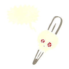 retro speech bubble cartoon skull hairclip