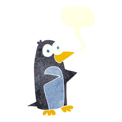 retro speech bubble cartoon penguin