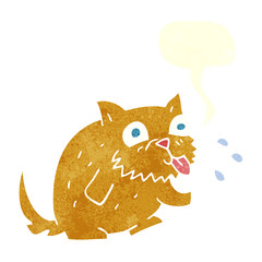 retro speech bubble cartoon cat blowing raspberry