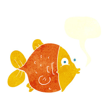 retro speech bubble cartoon funny fish