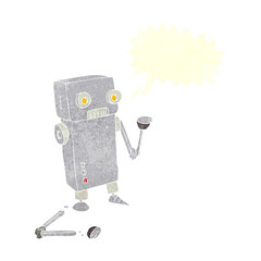 retro speech bubble cartoon broken robot