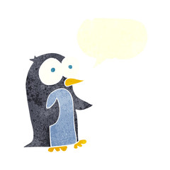 retro speech bubble cartoon penguin
