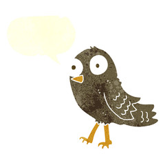 retro speech bubble cartoon bird
