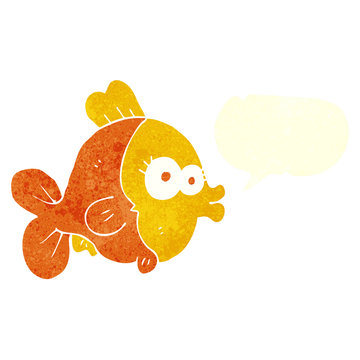 funny retro speech bubble cartoon fish