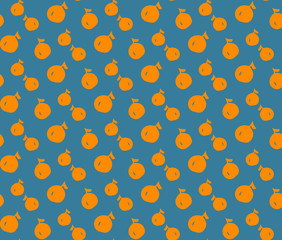 Orange pattern colorful seamless illustration isolated on blue background