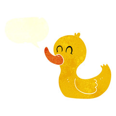 retro speech bubble cartoon cute duck