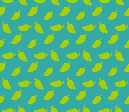 Mango pattern colorful seamless illustration isolated on blue background